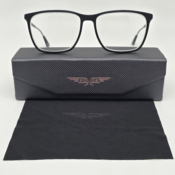 Police Mark 2 VPL 689 Col. 0703 Matte Black Eyeglasses Frame w/ Case 55-16-140 - Picture 1 of 15